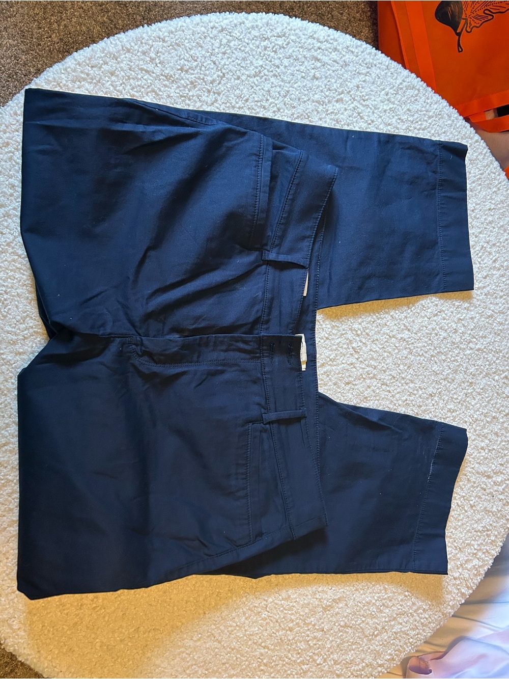 LOFT Navy Cropped Straight-Leg Pants